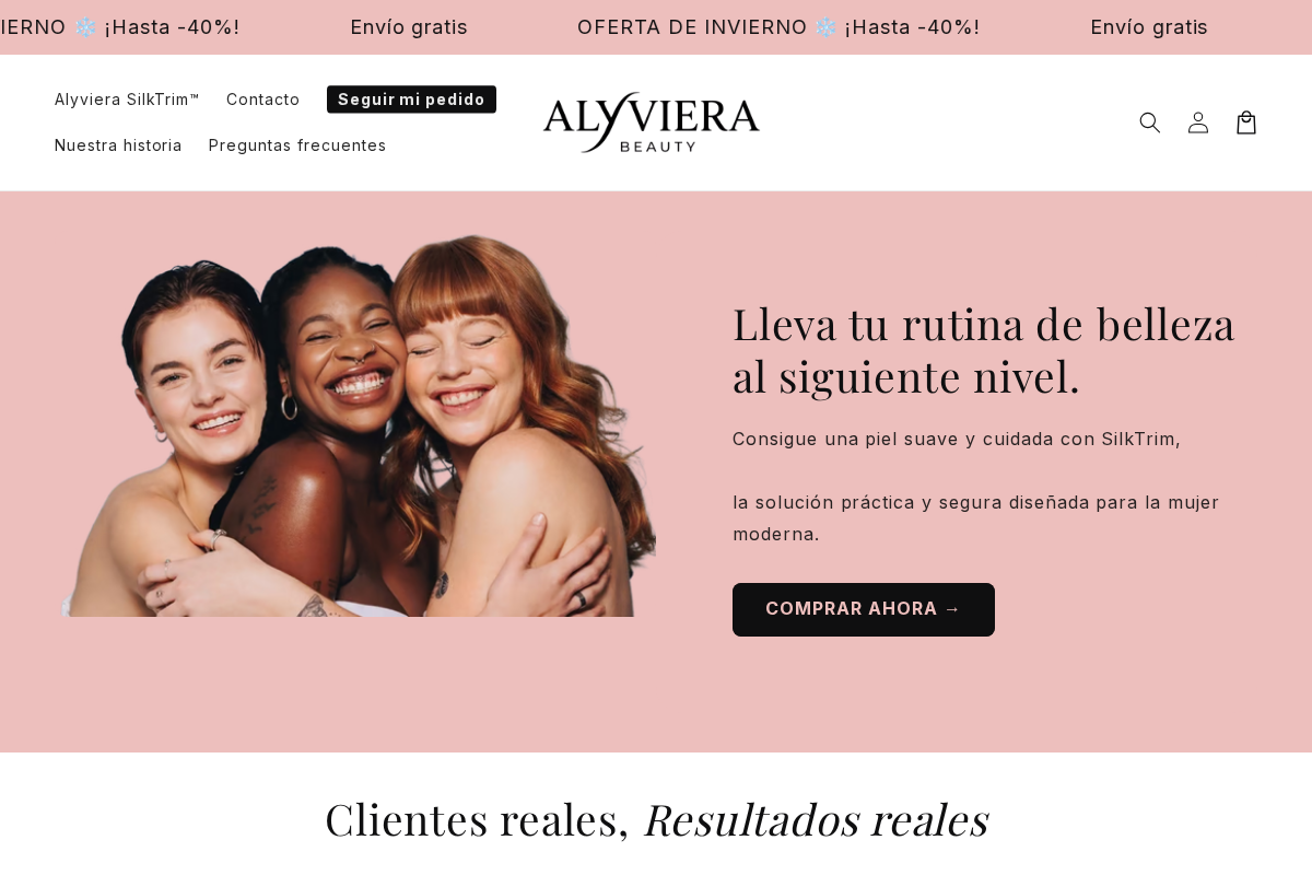 Alyviera beauty homepage screenshot