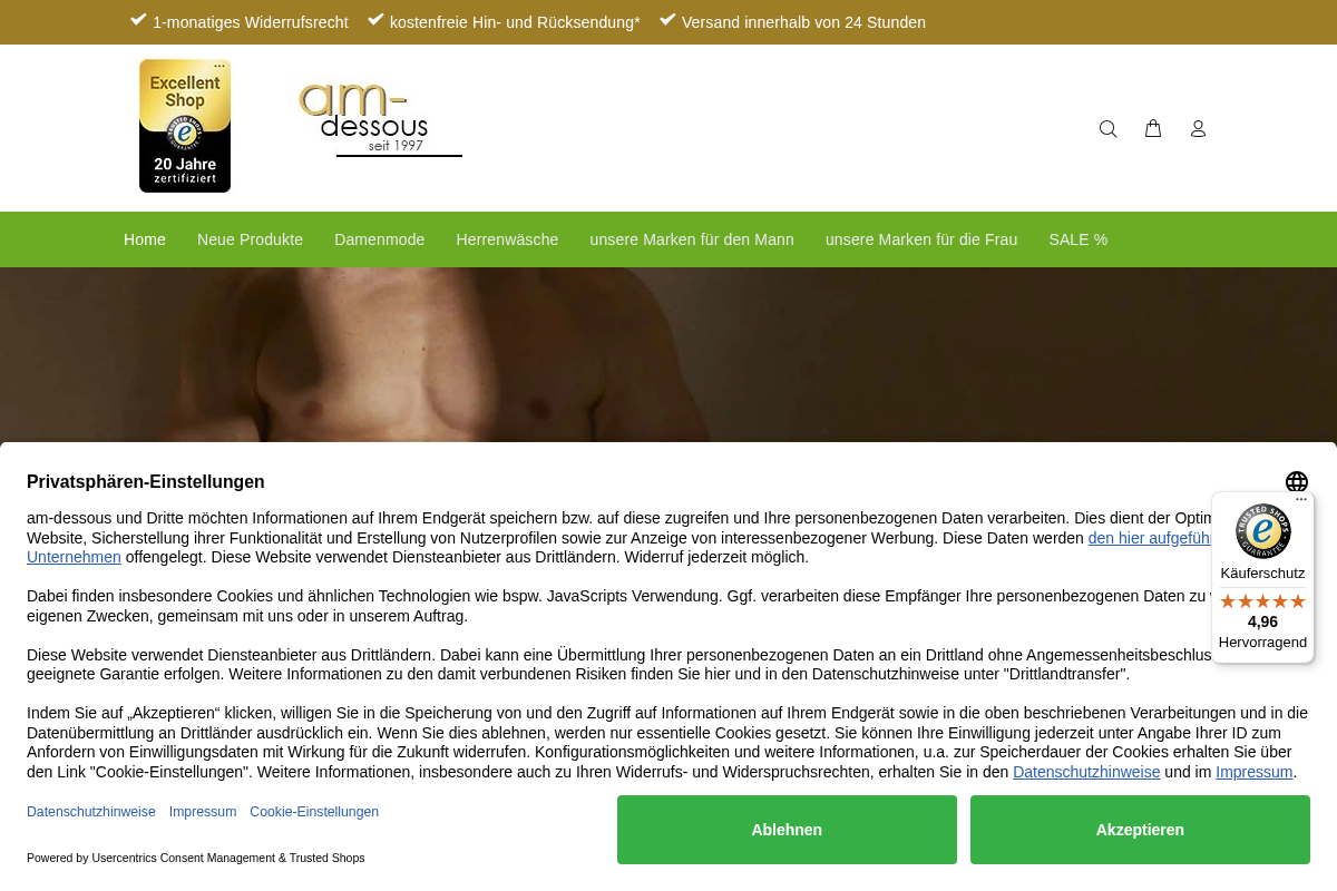 am-dessous homepage screenshot