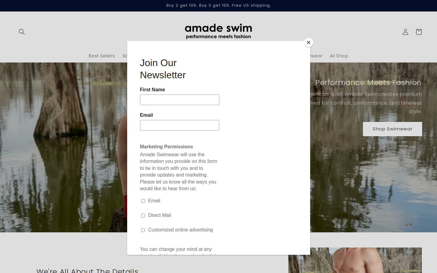 amadeswim.com homepage screenshot