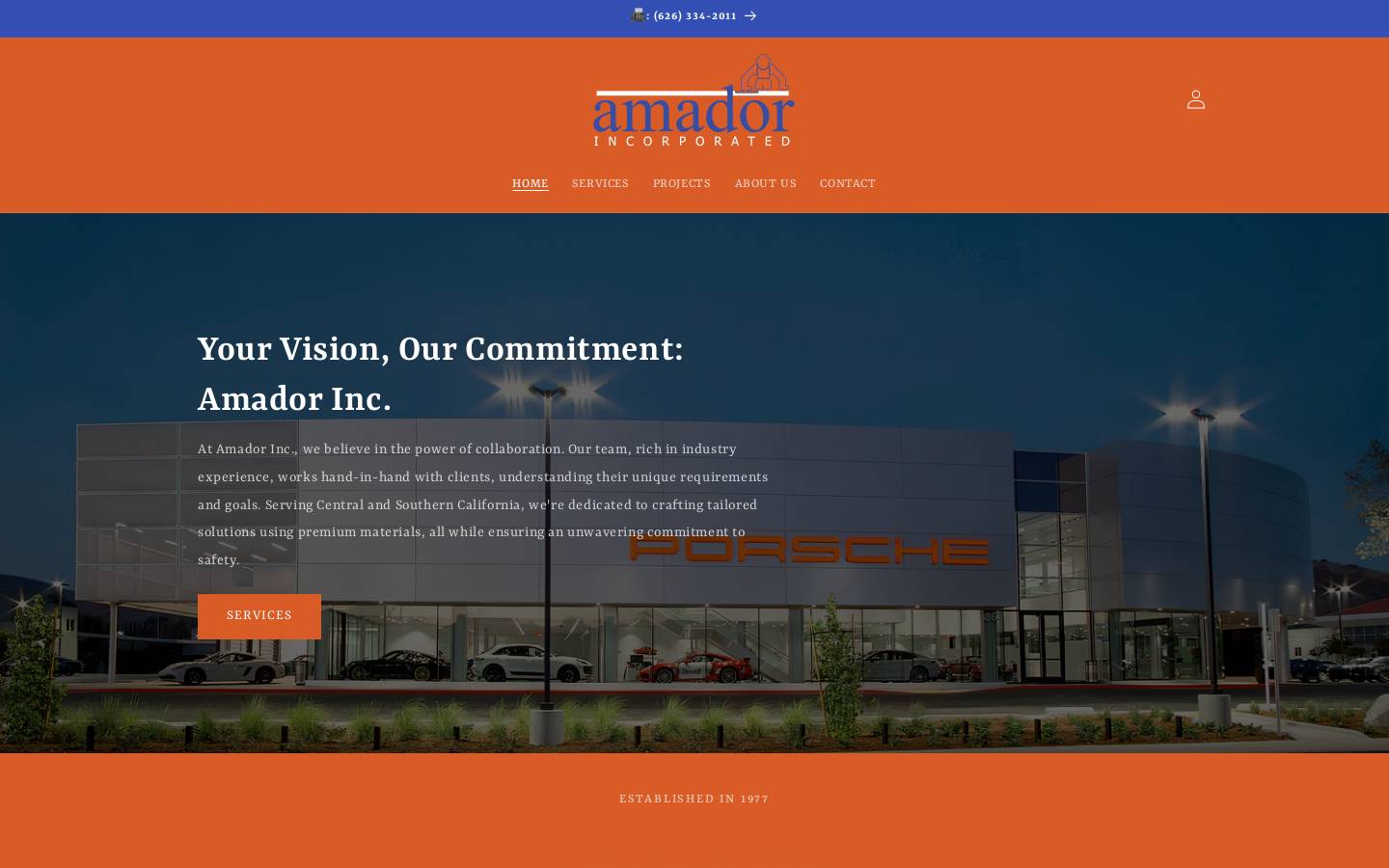 amadorinc.com homepage screenshot