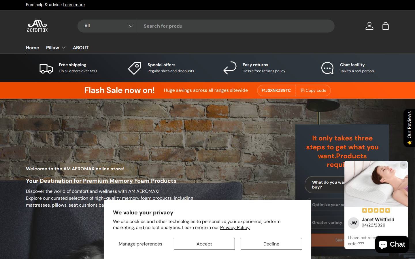 amaeromax.com homepage screenshot