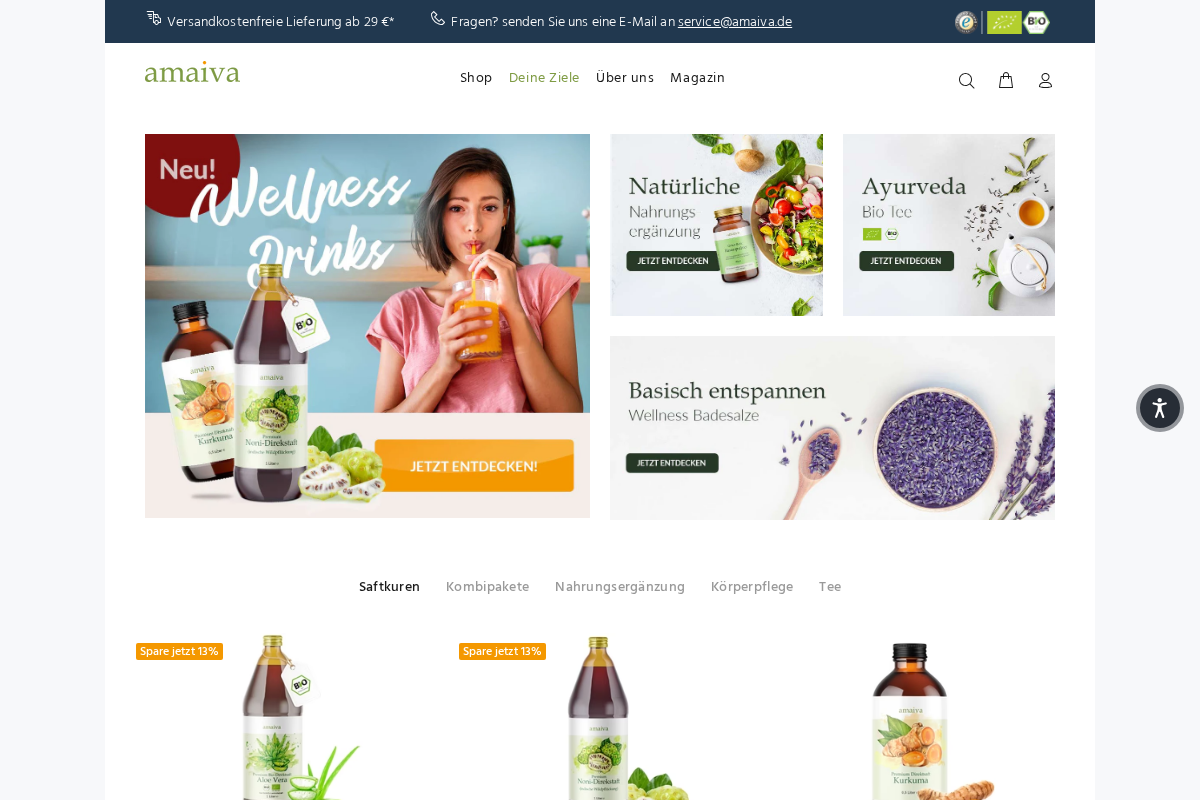 amaiva Naturprodukte homepage screenshot