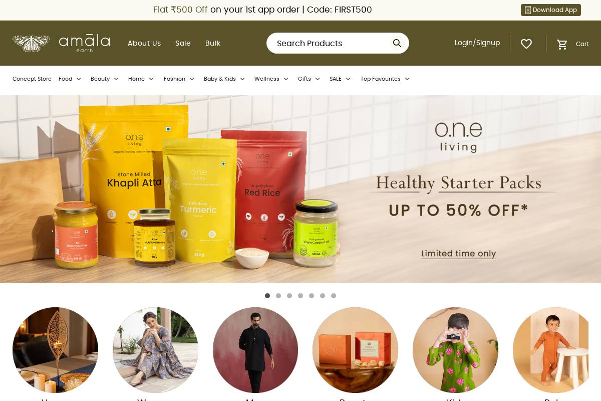 Amala Earth homepage screenshot