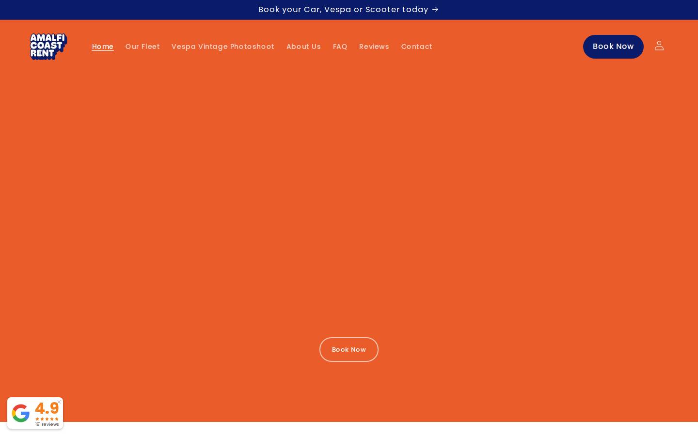 amalficoastrent.com homepage screenshot