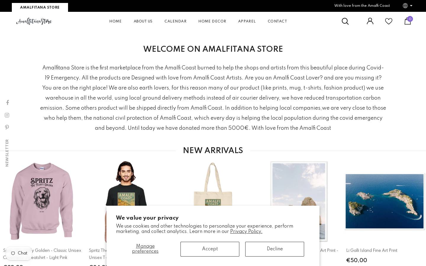 amalfitanastore.com homepage screenshot