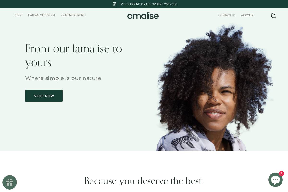amalise.com homepage screenshot