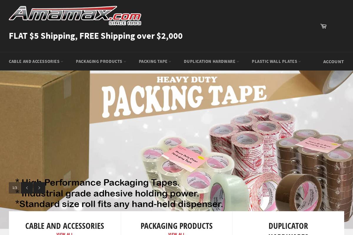 Amamax homepage screenshot