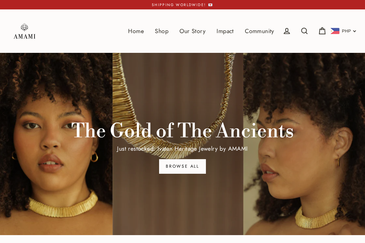 AMAMI Filipino Jewelry homepage screenshot