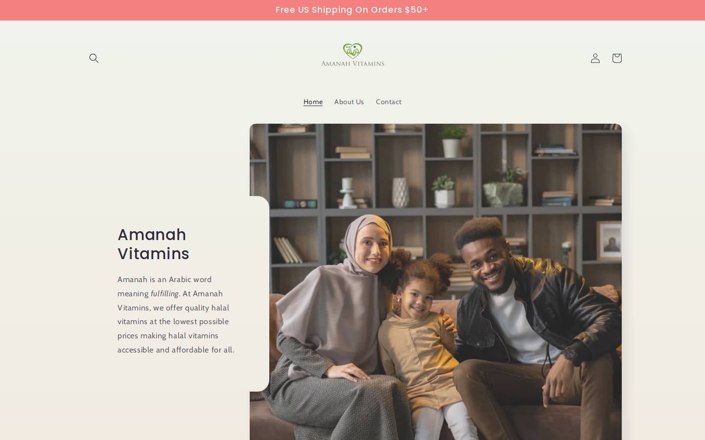 amanahvitamins.com homepage screenshot