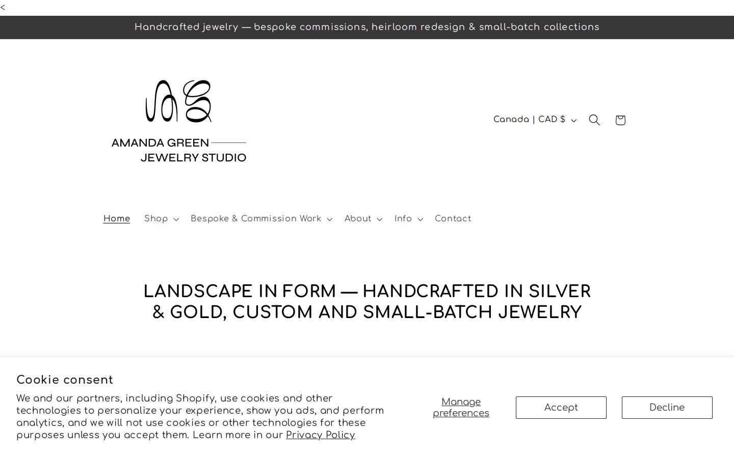 amandagreenjewelry.com homepage screenshot