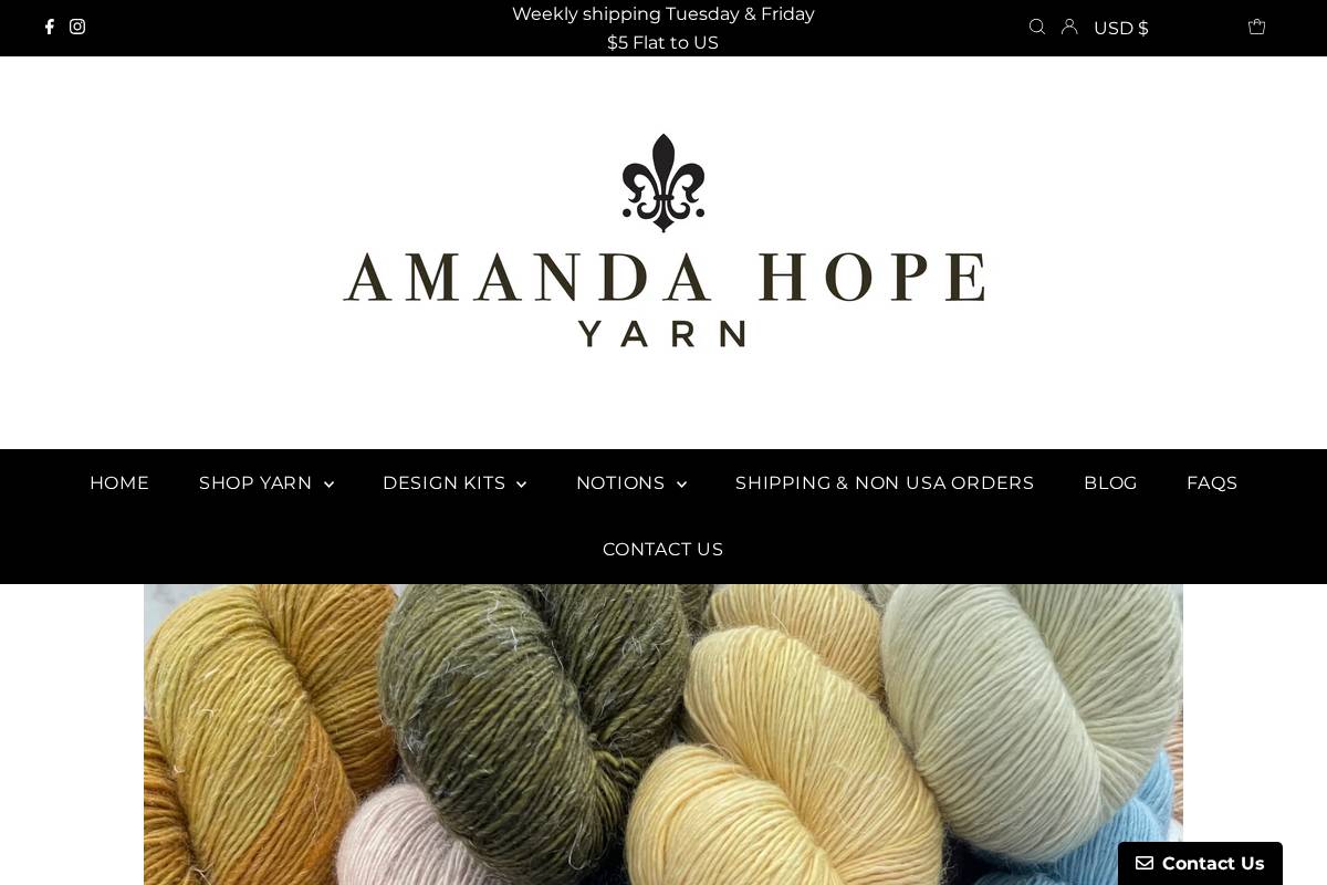 Amanda Hope Yarn homepage screenshot