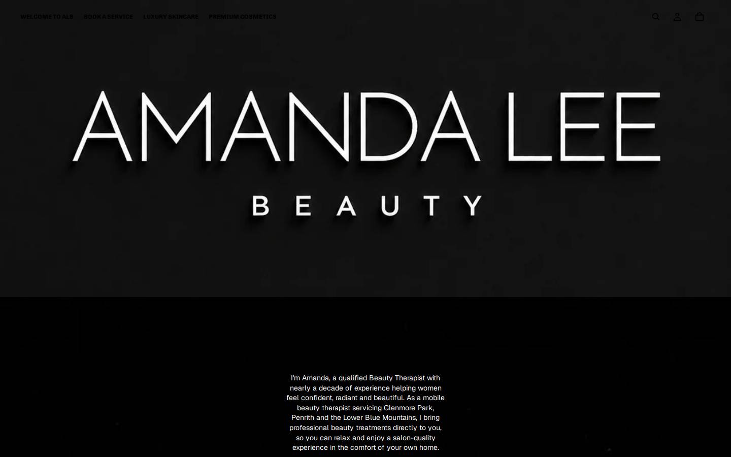 amandaleebeauty.com homepage screenshot