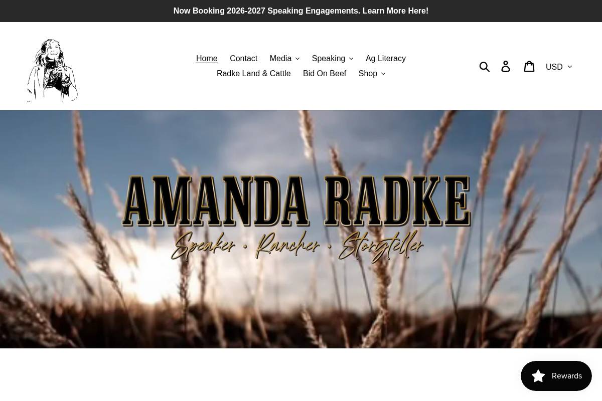 amandaradke.com homepage screenshot