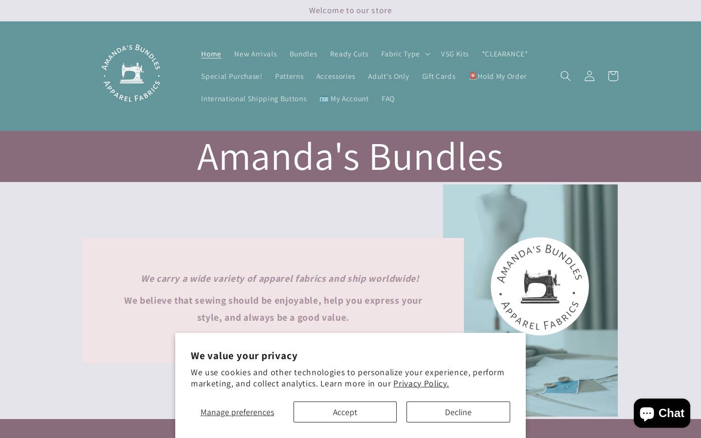 amandasbundles.com homepage screenshot