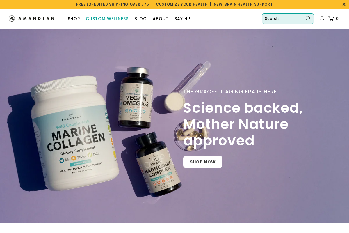 amandean.com homepage screenshot