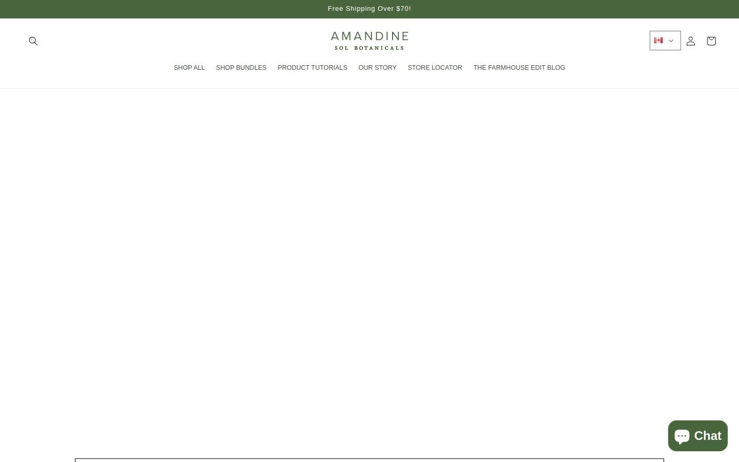 amandinesolbotanicals.ca homepage screenshot
