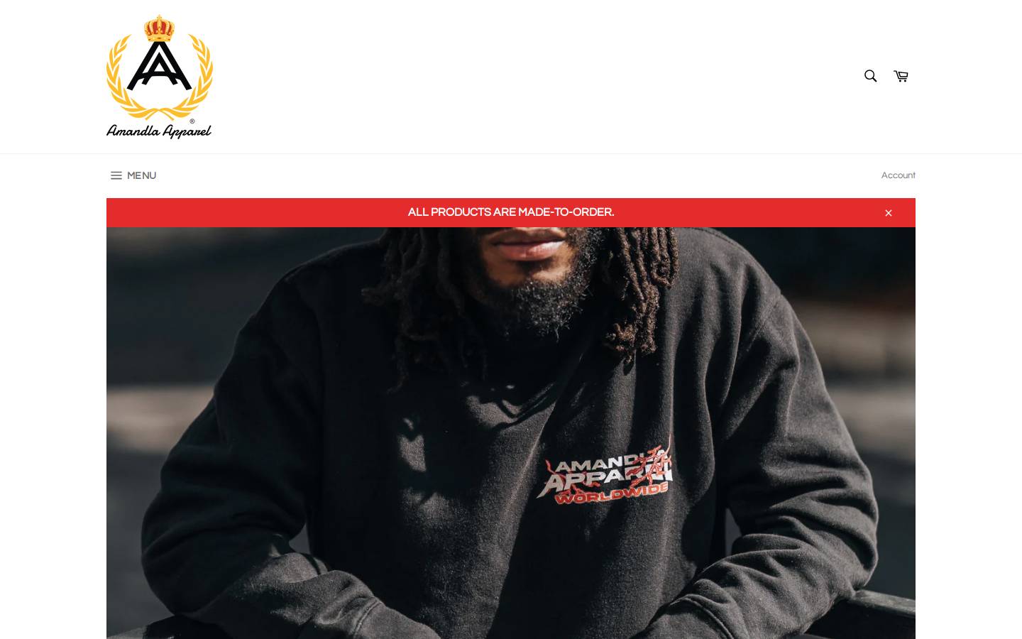 amandlaapparel.com homepage screenshot