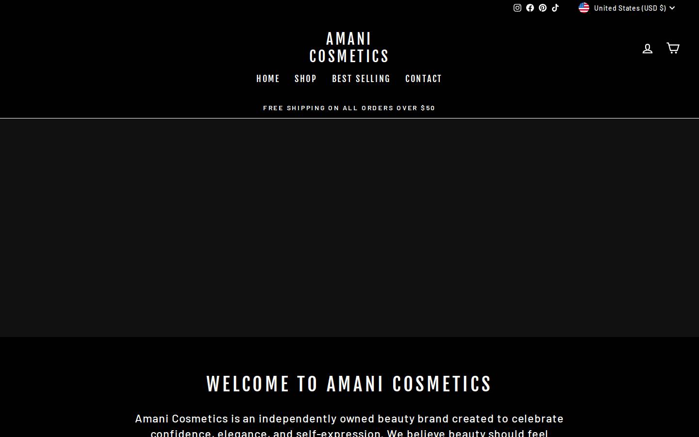 amanicosmetics.net homepage screenshot