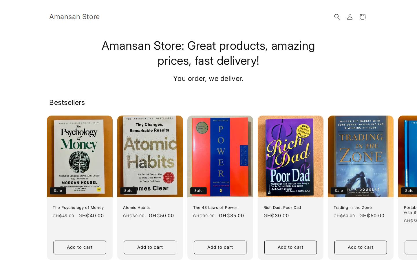 amansanstore.com homepage screenshot