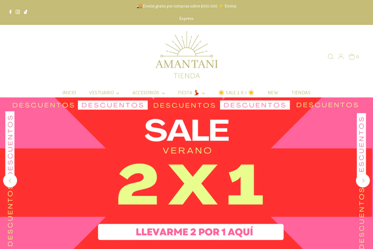 Amantani Tienda homepage screenshot
