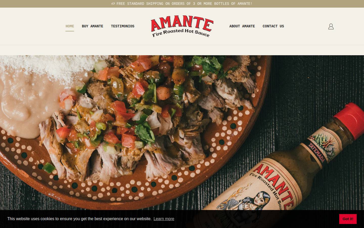 amantehotsauce.com homepage screenshot