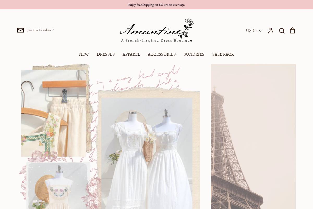 amantine.com homepage screenshot