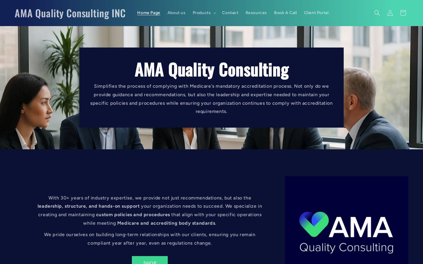 amaqualityconsulting.com homepage screenshot