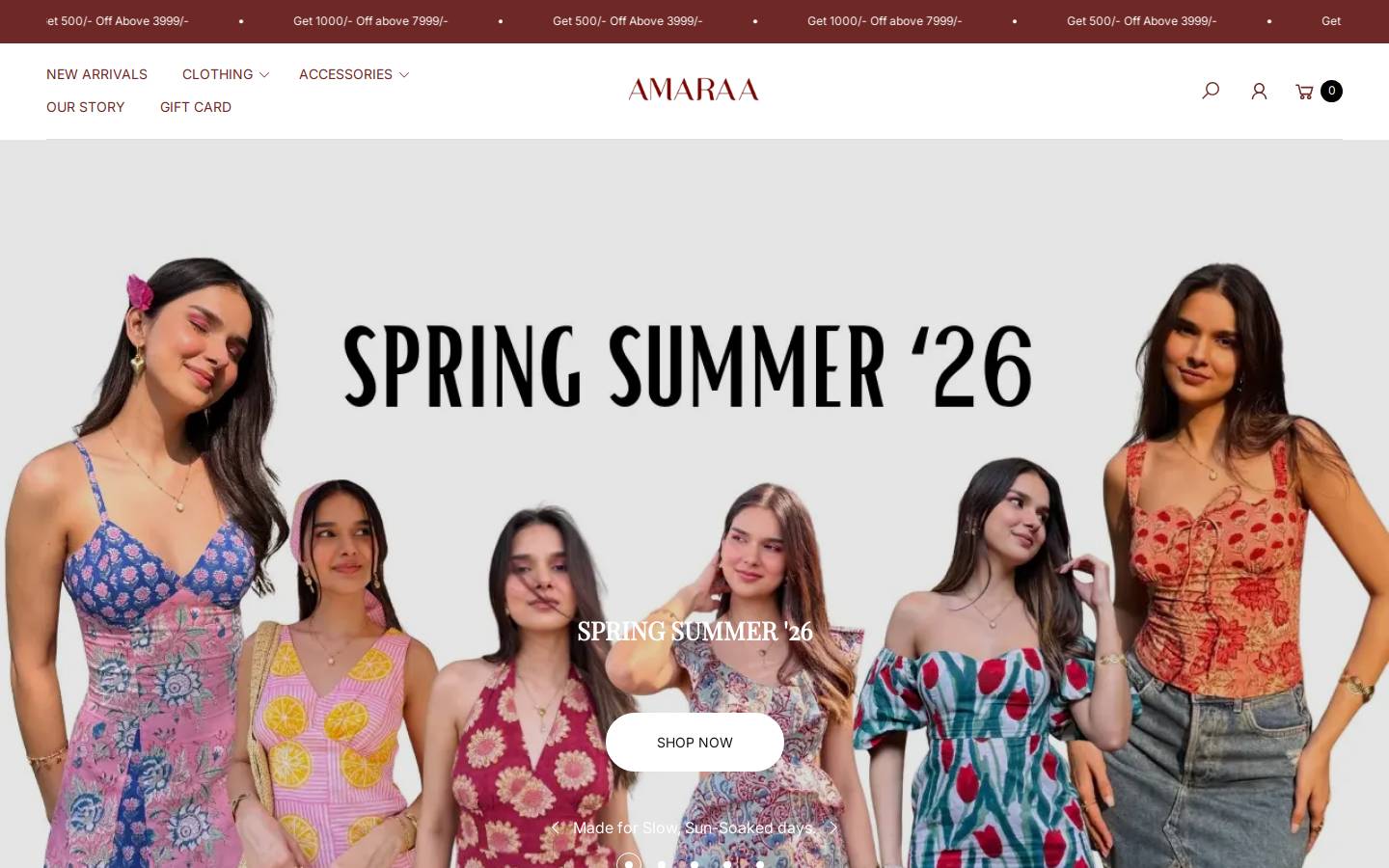 Amaraaofficial homepage screenshot