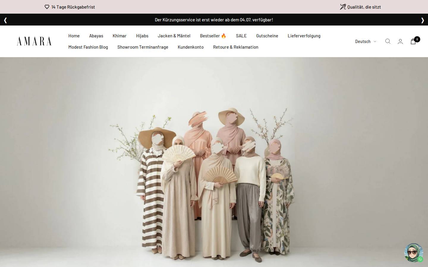 amarabutiq.de homepage screenshot