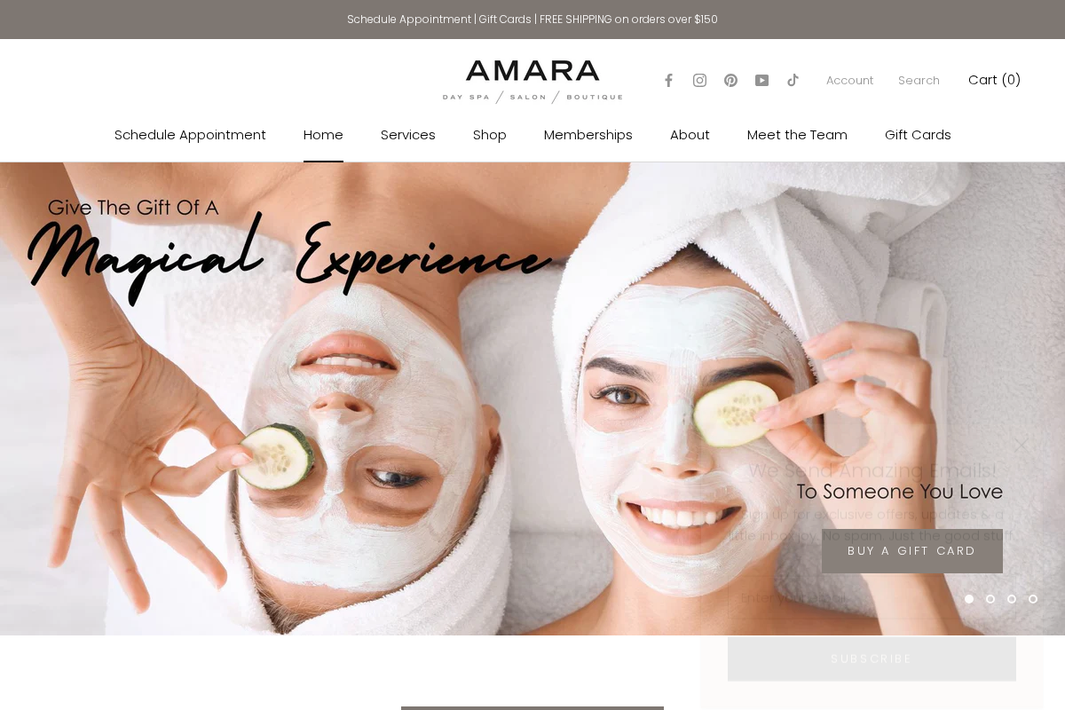 Amara Day Spa | Salon | Boutique homepage screenshot