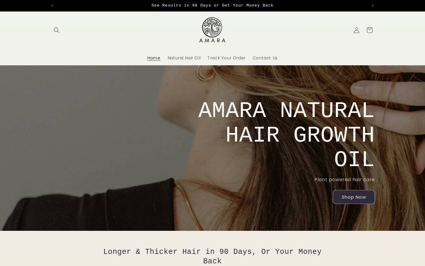 amarahair.com homepage screenshot
