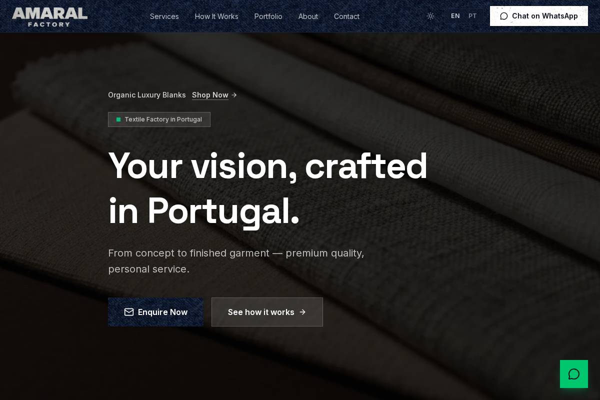 amaralfactory.com homepage screenshot
