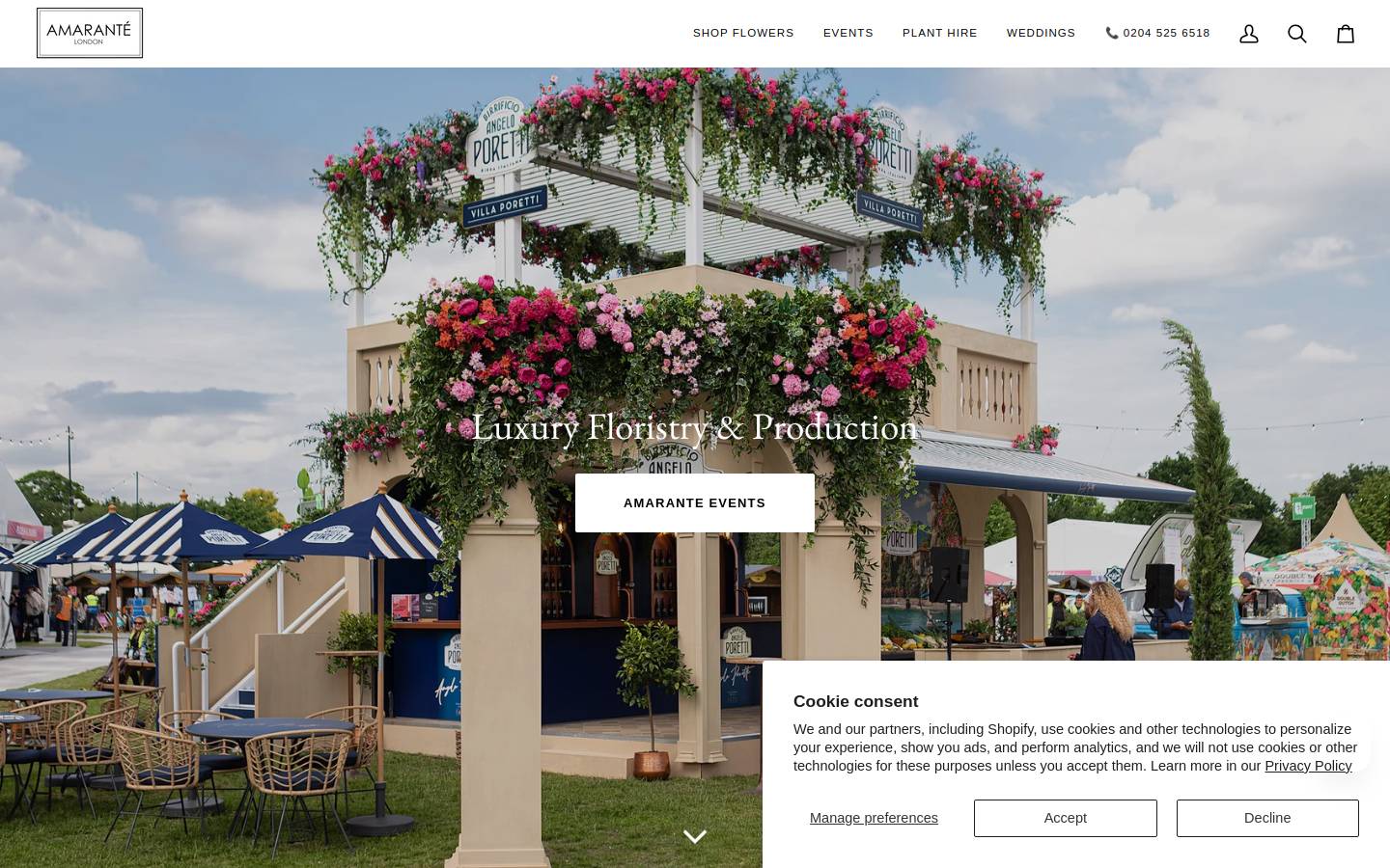AMARANTE LONDON homepage screenshot