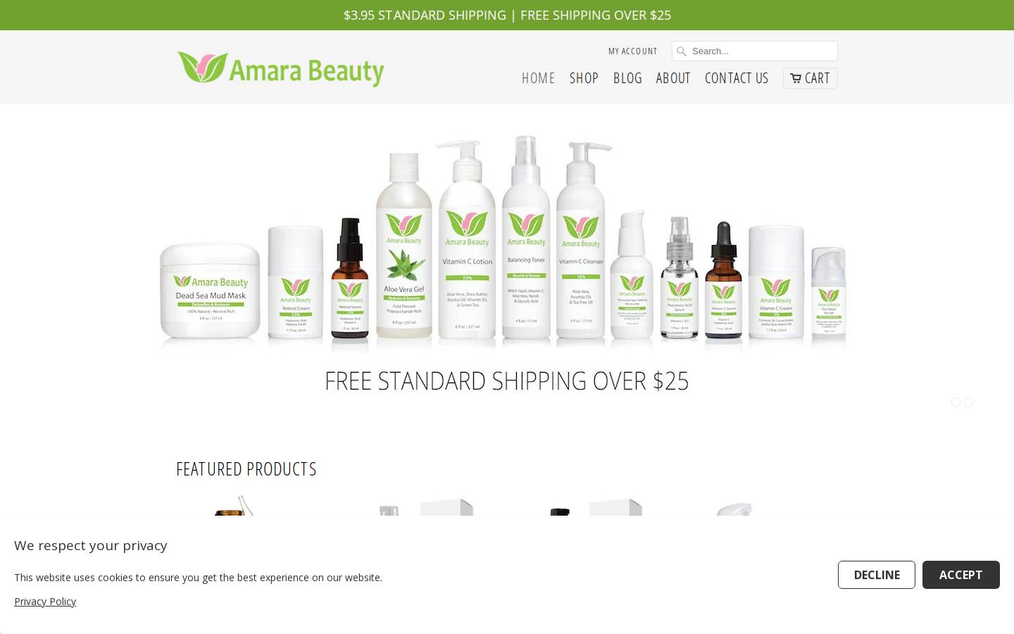 amaraorganics.com homepage screenshot
