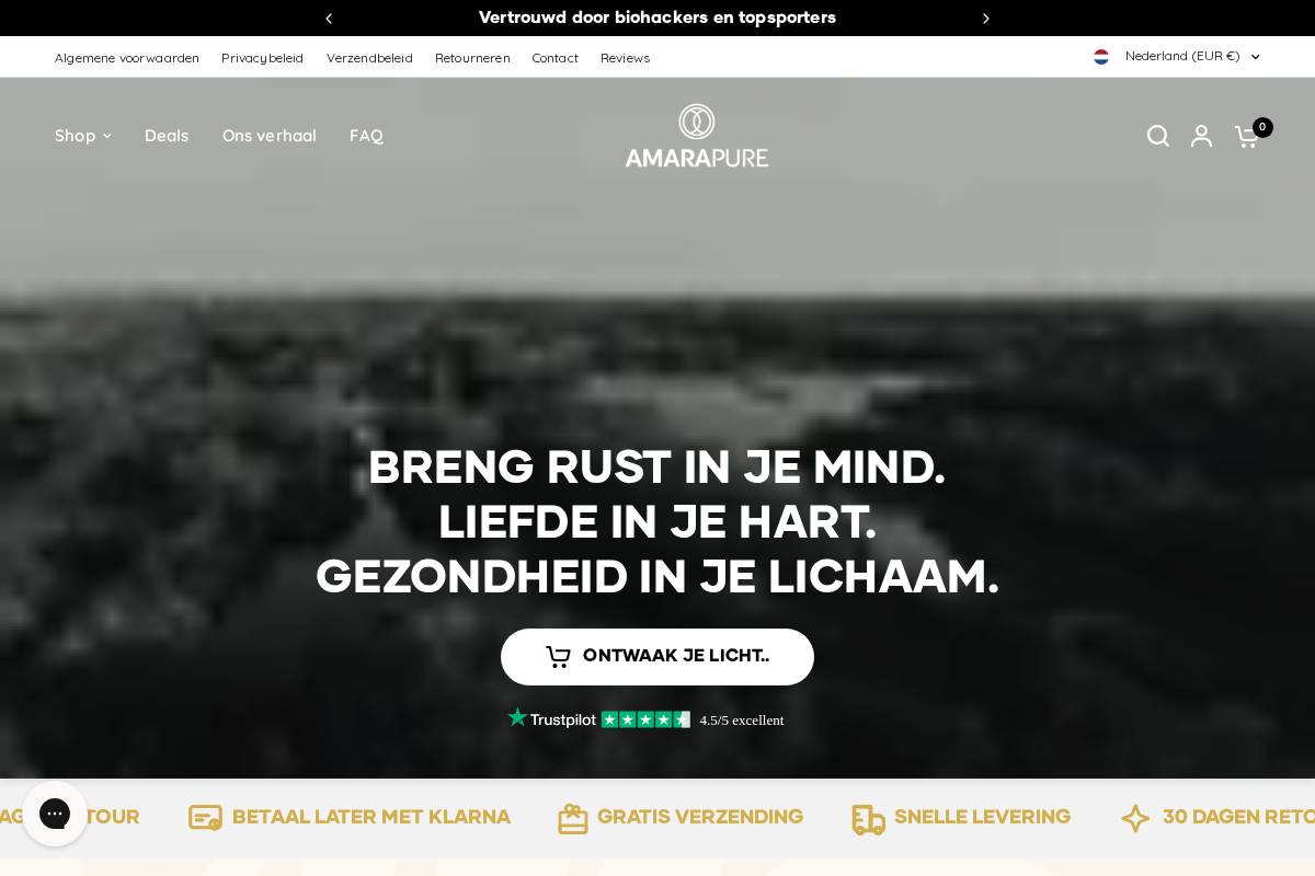 Amarapure homepage screenshot