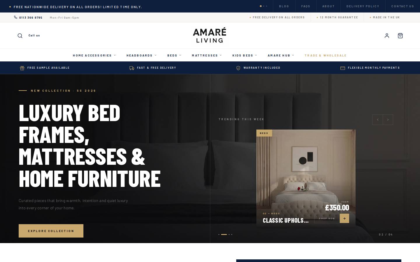 Amare Living homepage screenshot