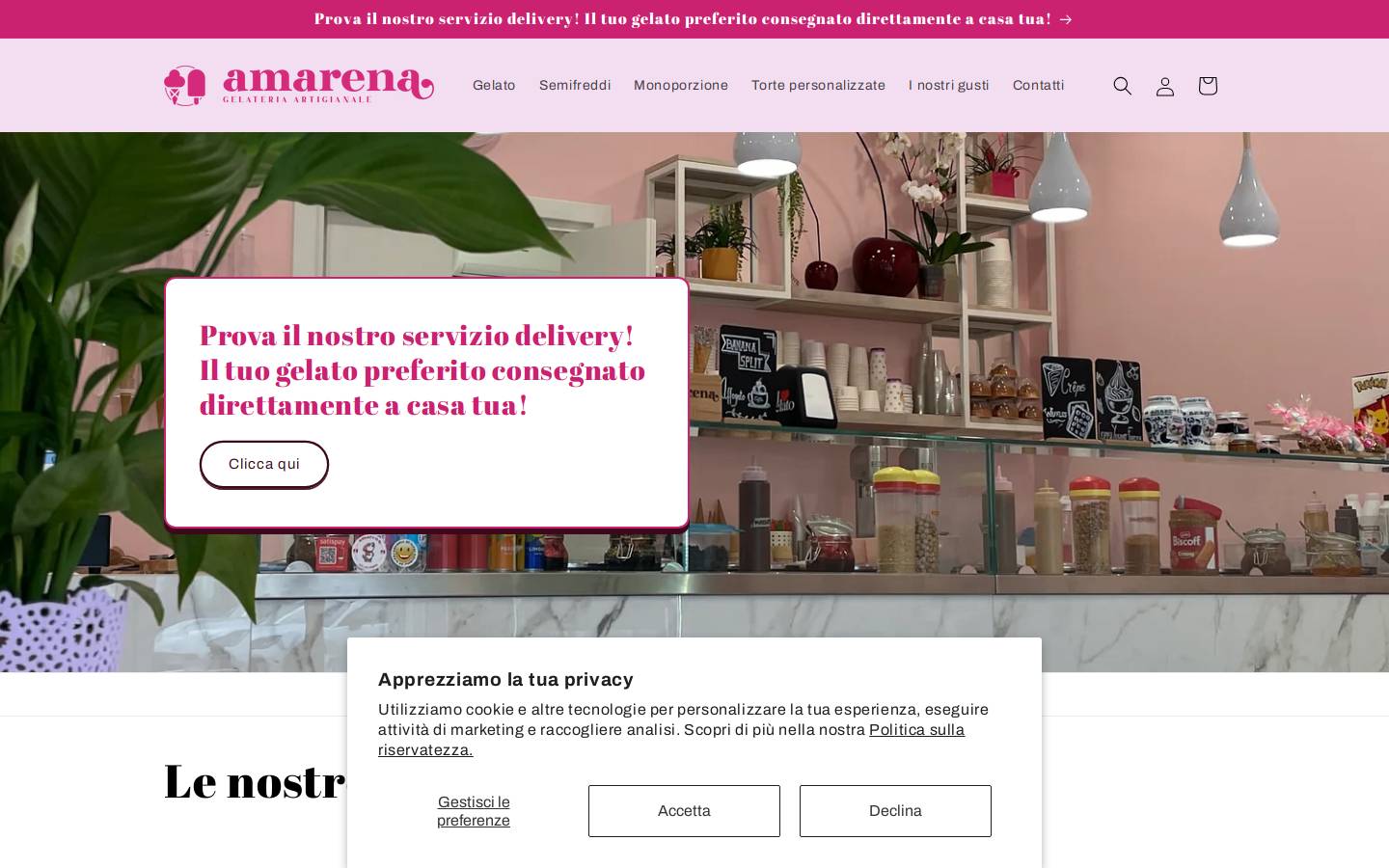 amarenagelateria.it homepage screenshot