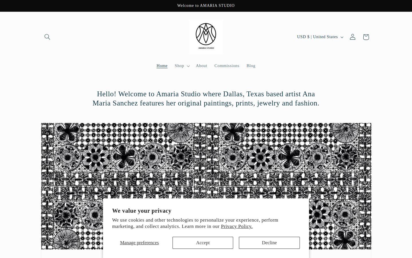 amariastudio.com homepage screenshot