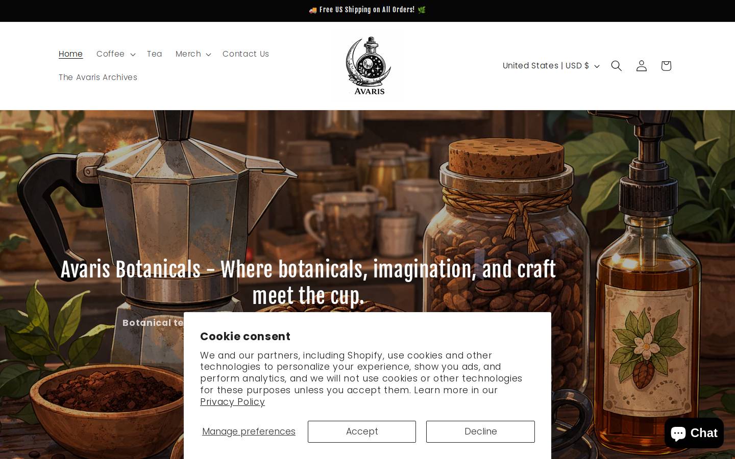 amarisbotanicals.com homepage screenshot