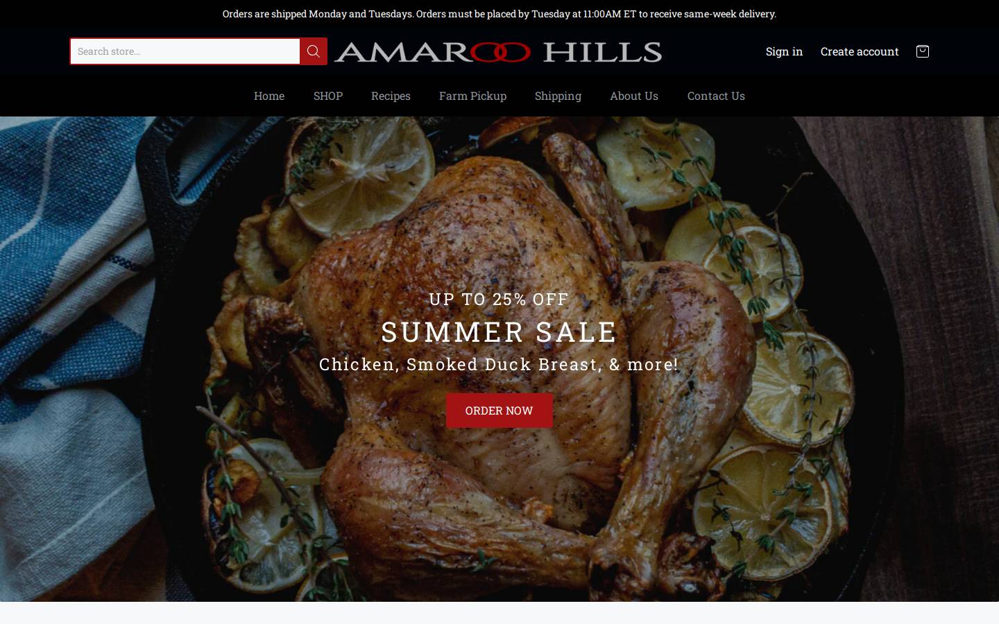 amaroohills.com homepage screenshot
