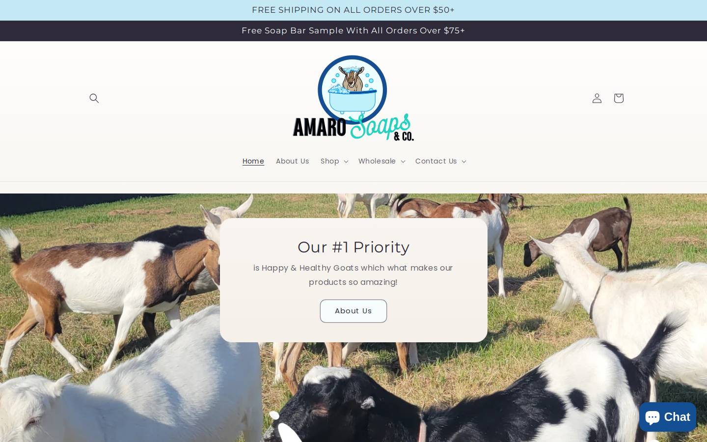 amarosoaps.com homepage screenshot