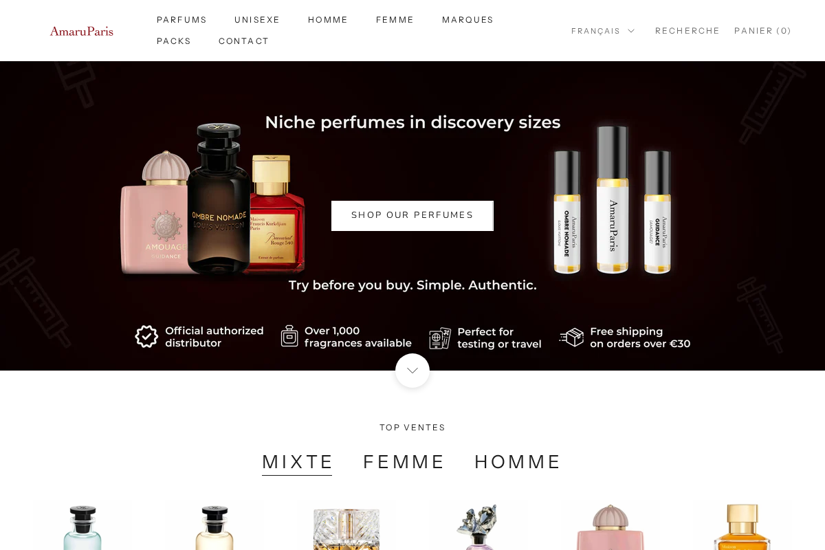 Amaruparis homepage screenshot