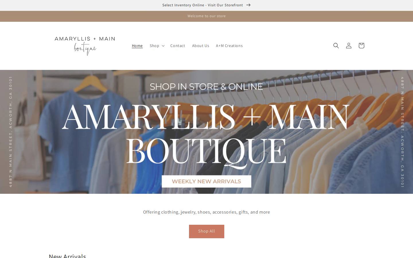 amaryllisandmain.com homepage screenshot