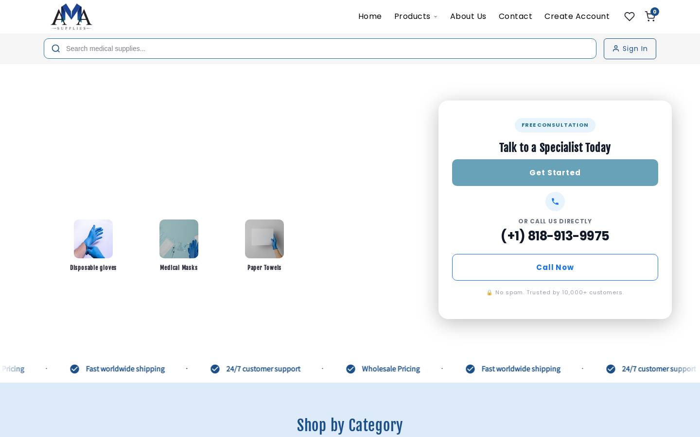 amasupplies.com homepage screenshot