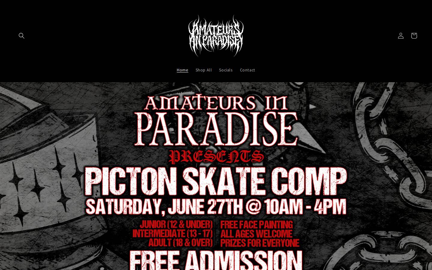 amateursinparadise.ca homepage screenshot