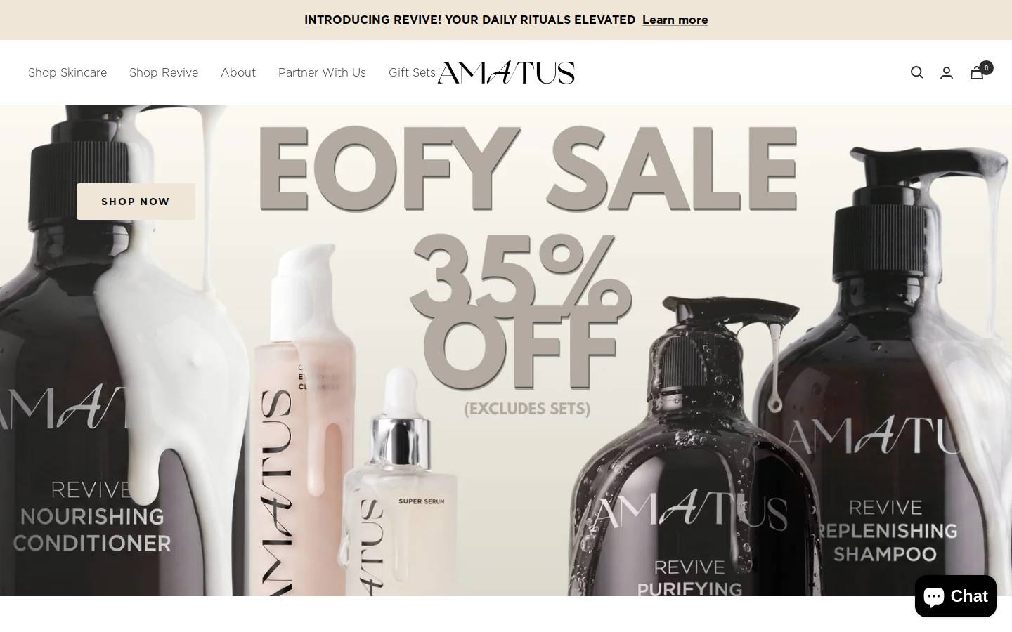 Amatus Skin homepage screenshot