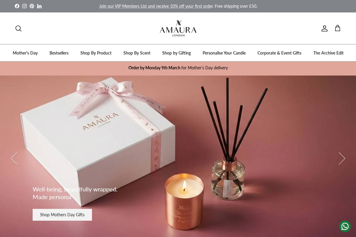 Amaura London homepage screenshot