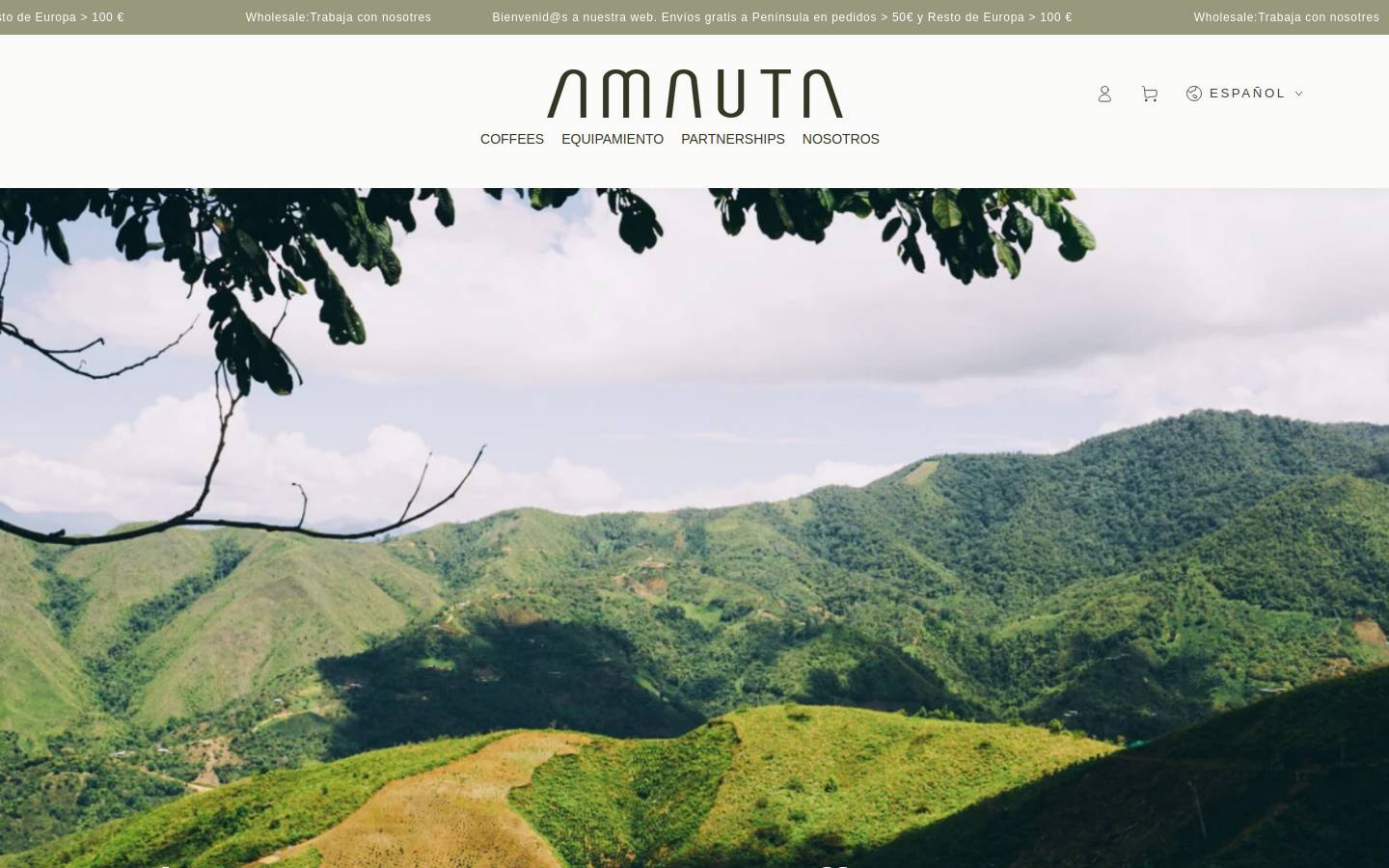 amautacoffee.com homepage screenshot