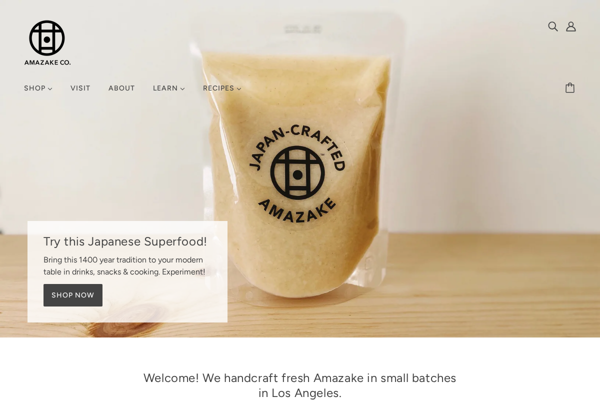 Amazake Co. homepage screenshot