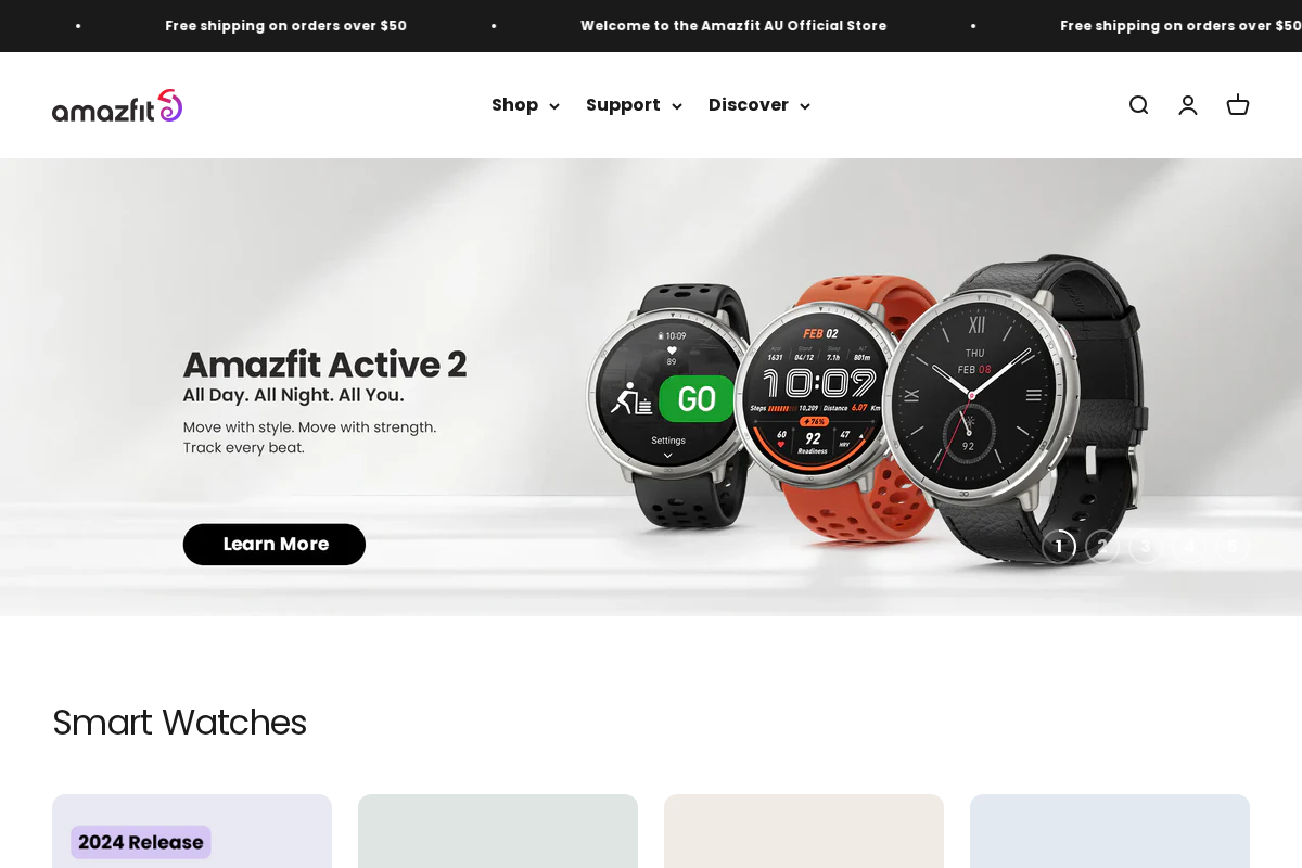 Amazfit homepage screenshot
